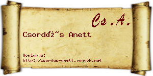 Csordás Anett névjegykártya